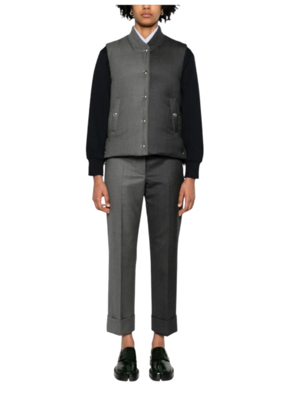 Thom Browne Backstrap Tapered Leg Pants Trousers Womens 38 2 US Gray Wool Cuffed